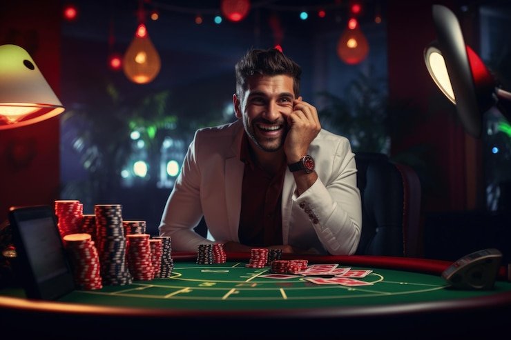 Gaple Online table layout on gacor180 link showing four player seats, domino tiles, and betting options